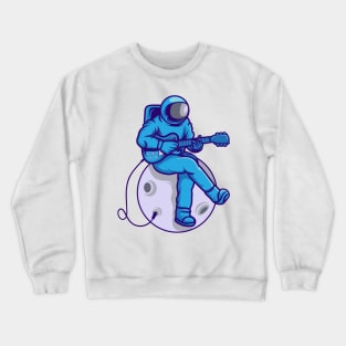 Astronaut Playing Guitar On The Moon Crewneck Sweatshirt